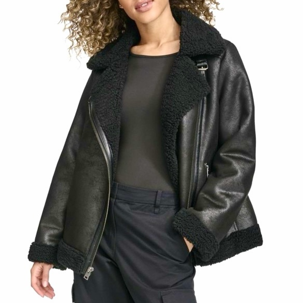Levi’s Faux Shearling Asymmetrical Moto Jacket, NEW